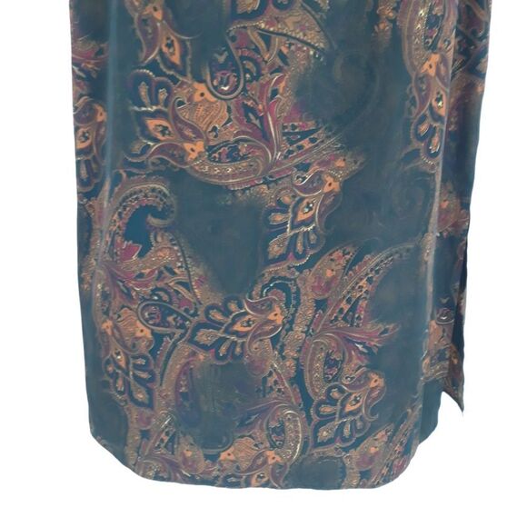 Vintage 90's Julian‎ Taylor Burnt Paisley Double Slit Maxi Dress Black Red Sz 8 - Picture 6 of 16